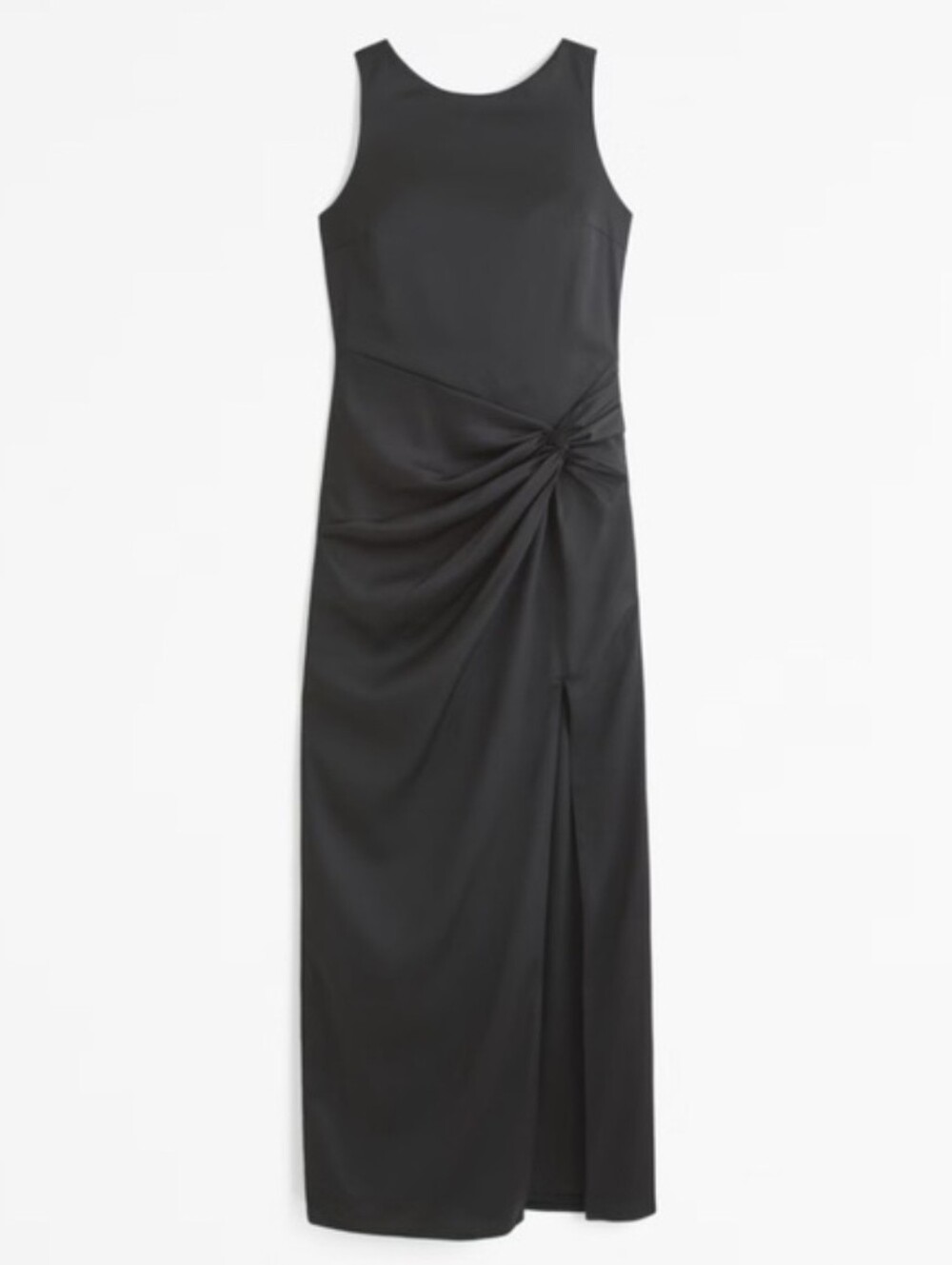 NWT Abercrombie & Fitch Draped Skirt Satin Maxi Dress Black MT Tall